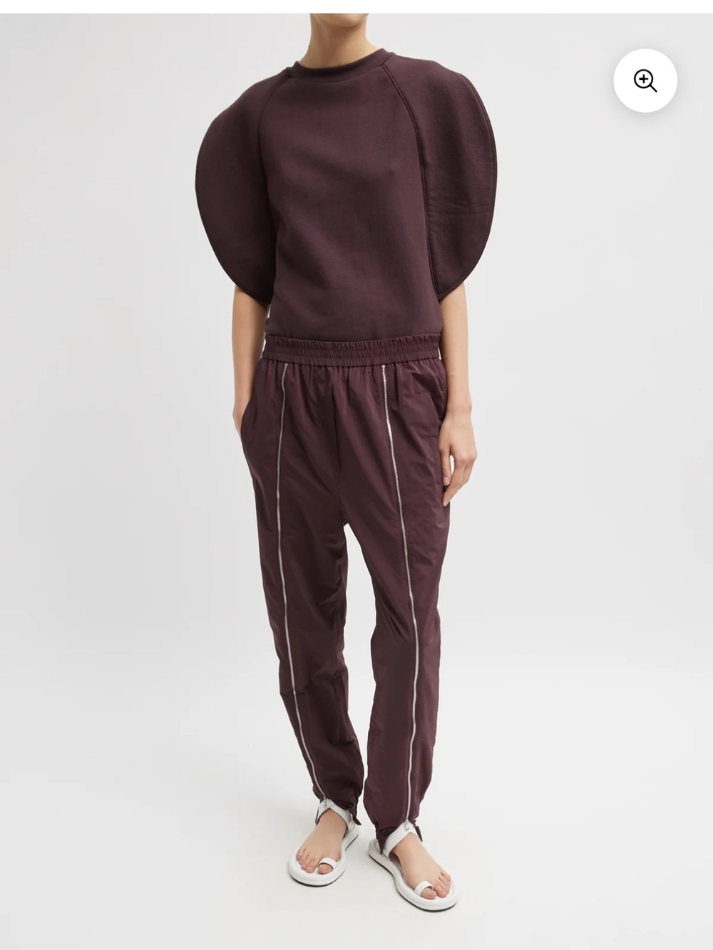 Tibi Nylon Zip Jogger. Size L. Malbec colorway.